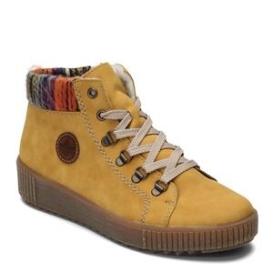 Rieker M6411 Yellow Ankle Boots Faux Fur Lined Lace Up Size 12 (EU 43)